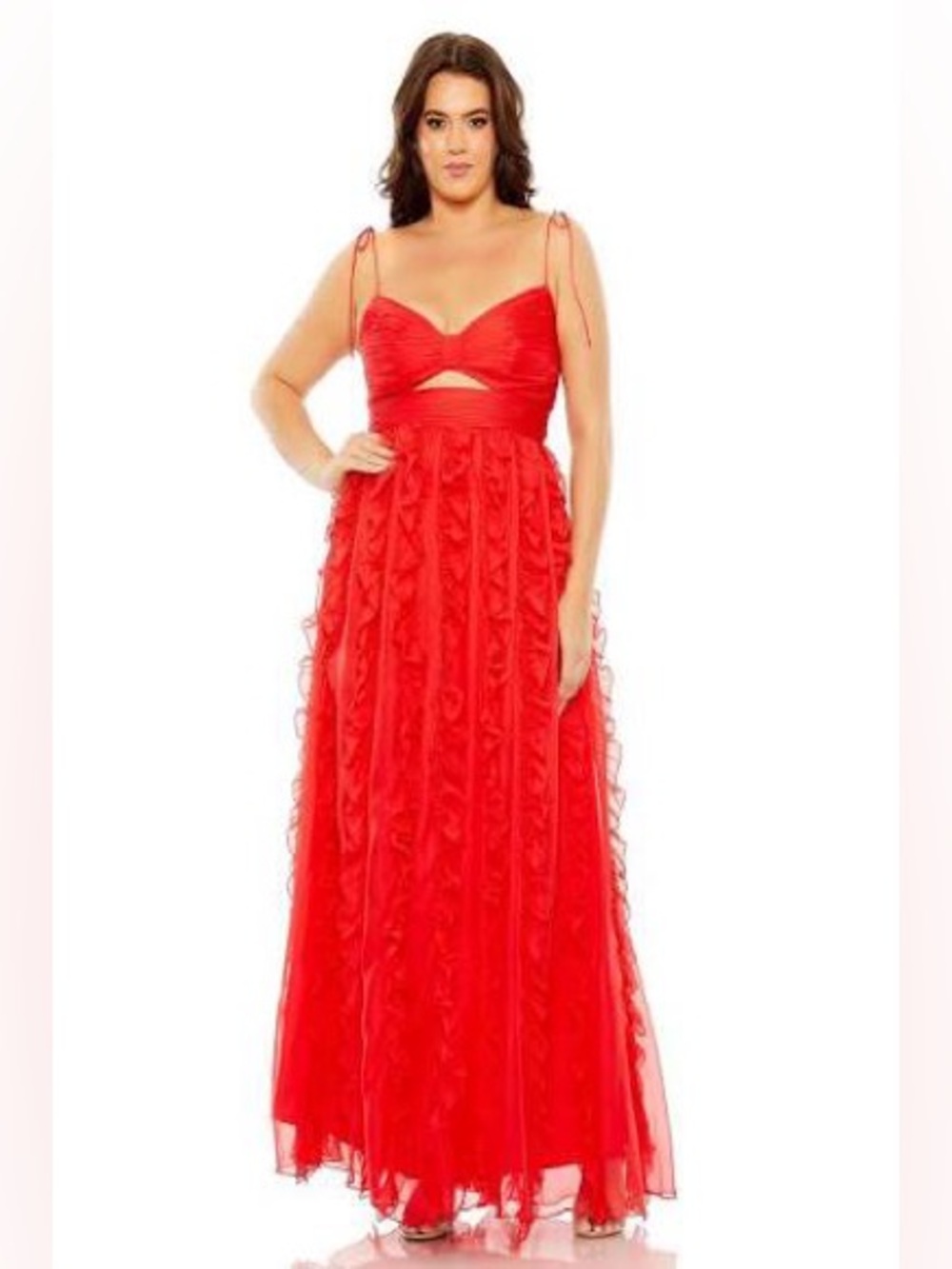 NWT SIZE 18W Mac Duggal Red Strap Maxi Dress Formal Wedding Bridesmaid Prom